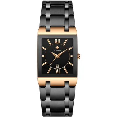 Мужские часы Топ бренд Роскошные модные золотые черные квадратные кварцевые часы мужские водонепроницаемые золотые мужские наручные часы