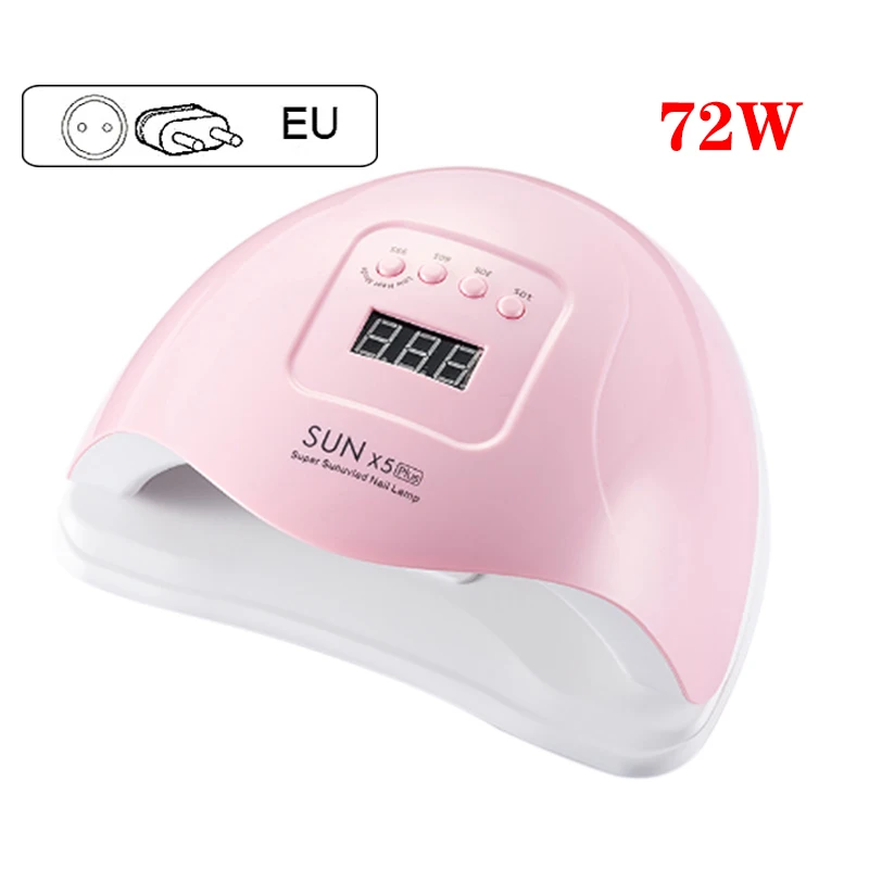 EU Plug pink SUN X5 Plus светодиодный светильник для ногтей 72 Вт Сушилка для ногтей ЖК-дисплей 36 светодиодный УФ-лампа для отверждения гель-лака датчик таймера маникюра - Цвет: EU Plug pink