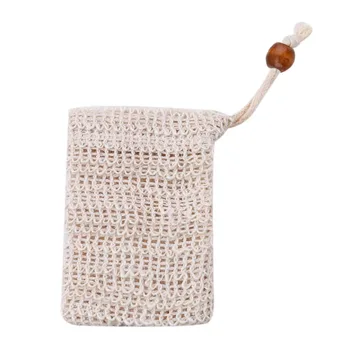 

Fashion Soap Bag Ramie Shower Exfoliator Sponge Pouch Drawstring Hanging Soap Mesh Bag Foaming Net