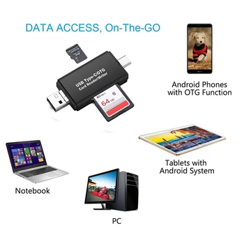 

3 in 1 OTG Card Reader Type C USB Micro USB Combo to 2 Slot TF SD Card Reader