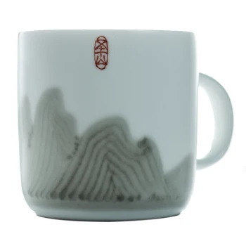 

Creative Painted Large Office Ceramic Porcelain Mug Mountain Personalized Handmade Work Mug Vintage Ceramic Unique Mugs II50MKB