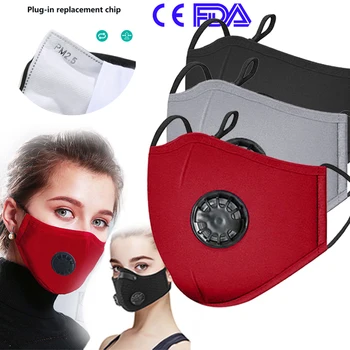 

Cotton PM2.5 Black Mouth Face Mask with Filters Activated Carbon Filter Windproof Mouth-muffle for Men Women Black Fashion