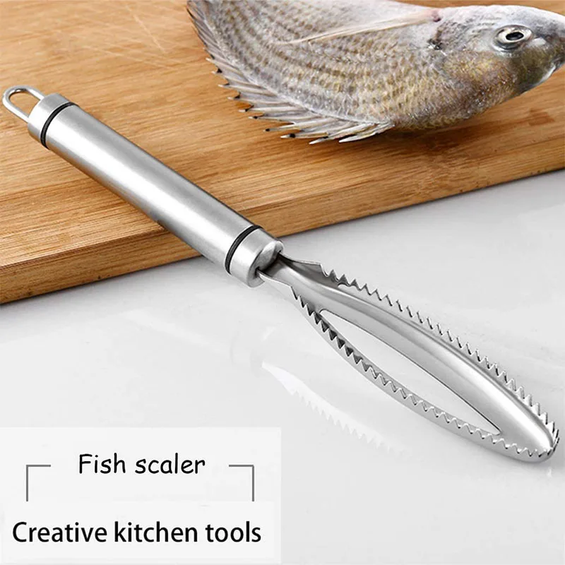 Walfos Stainless Fish Scales Scraping Graters Fast Remove Cleaning Peeler Scraper Fish Bone Tweezers Kitchen Accessorie Tool