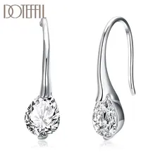 DOTEFFIL 925 Sterling Silver AAA Zircon Water Drop High Quality Earrings Charm Women Jewelry Fashion Wedding Party Gift