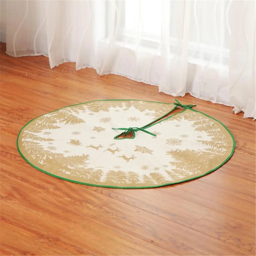 Christmas Tree Skirt Home Decor Items Christmas Tree Skirt Decor Linen Xmas Tree Skirt 90cm Round Carpet Christmas Decorations