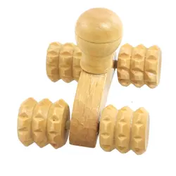 Ручной массаж тела 4 деревянные колеса роликов массажер
