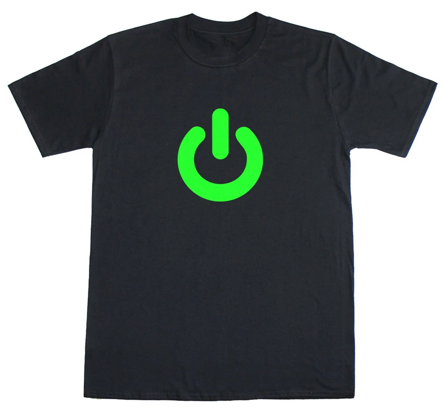 

Glow In The Dark Power On Print Gadget Geek Mens Loose Fit Cotton T-Shirt Brand Clothing Tee Shirt