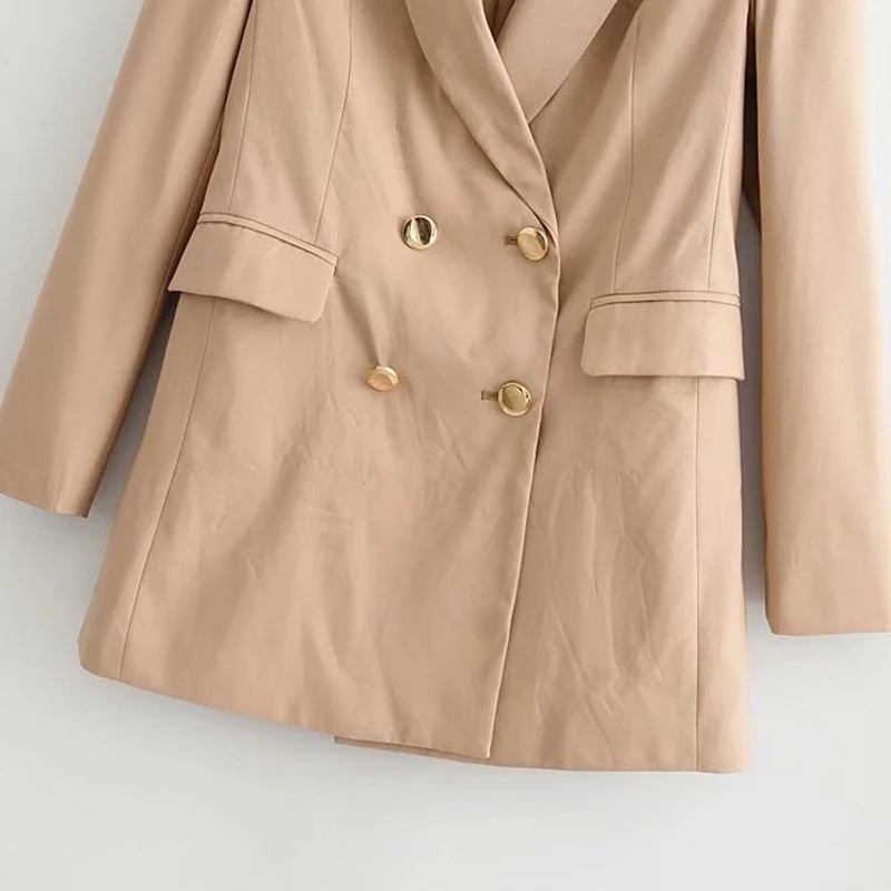 Fandy lokar Blazers женские модные однотонные куртки с длинными рукавами, элегантные двубортные костюмы для женщин