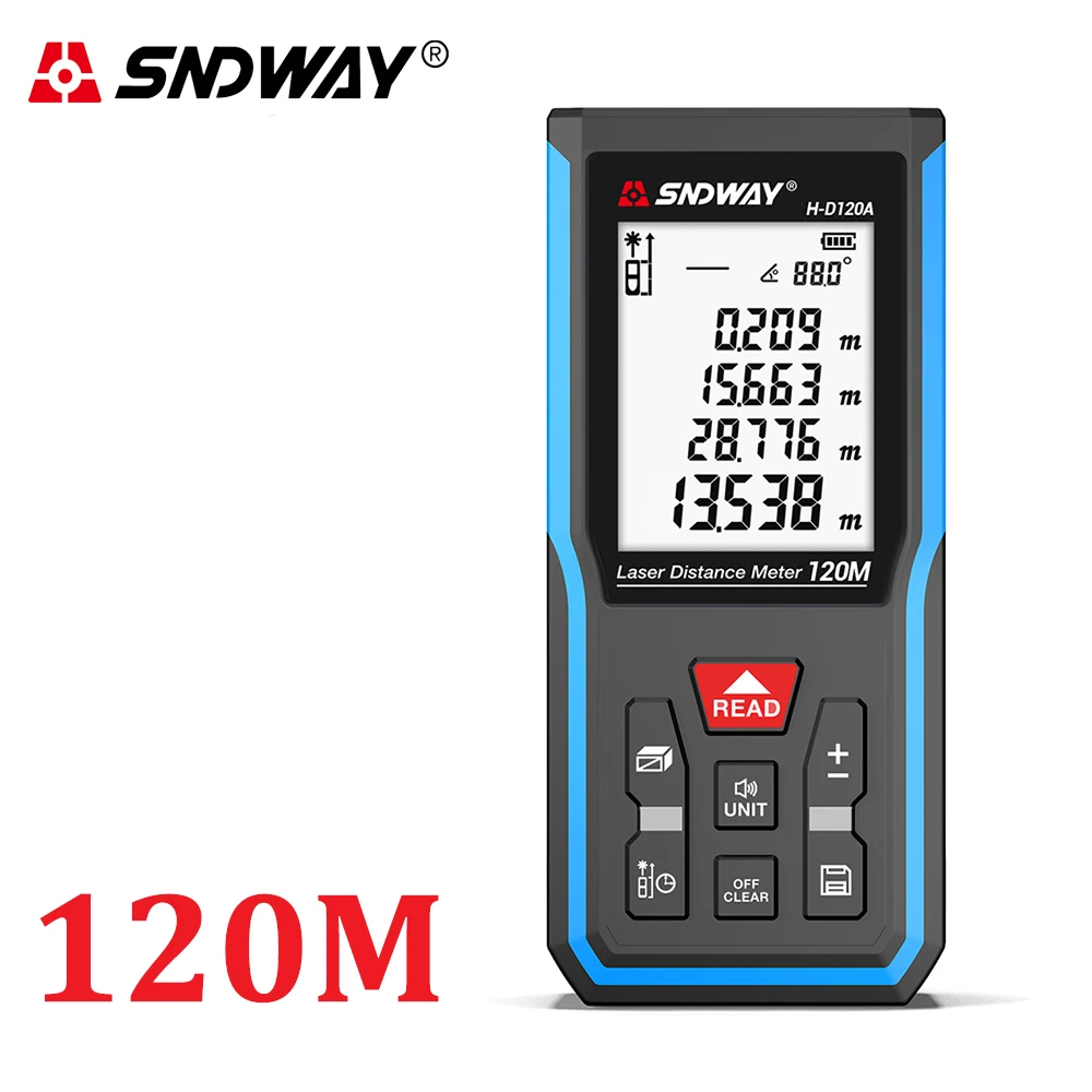 Sndway Rechargeable Laser Rangefinder Electronic Roulette Laser Distance Meter 50M 70M 100M 120M Lazer Range Finder Tape Measure