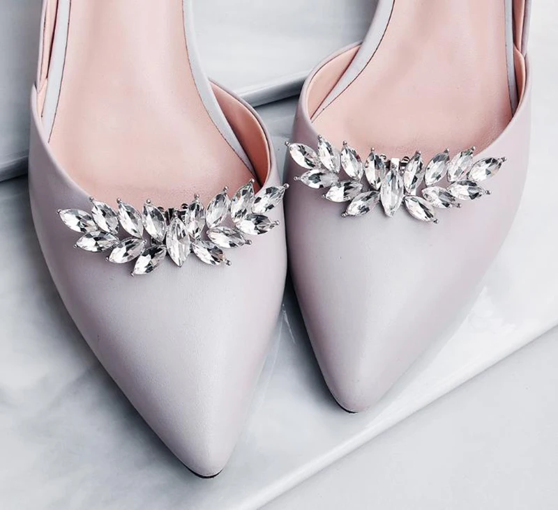 2 шт Свадебные туфли на высоком каблуке, украшение невесты стразы, блестящий декоративный кулон с зажимами и пряжкой, аксессуары для обуви - Цвет: 15