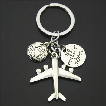 

FREE SHIPPING BY DHL 100pcs/lot 2019 Travelling No Matter Where Plane Keychains Globe Plane Shaped Keyrings for Passengers Gifts