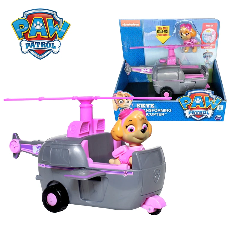 Figuras de acción de la patrulla canina para niños, vehículo de helicóptero Skye con figura coleccionable Apollo Tracker, incluye Boxs Ryder Scroll, regalos de juguete