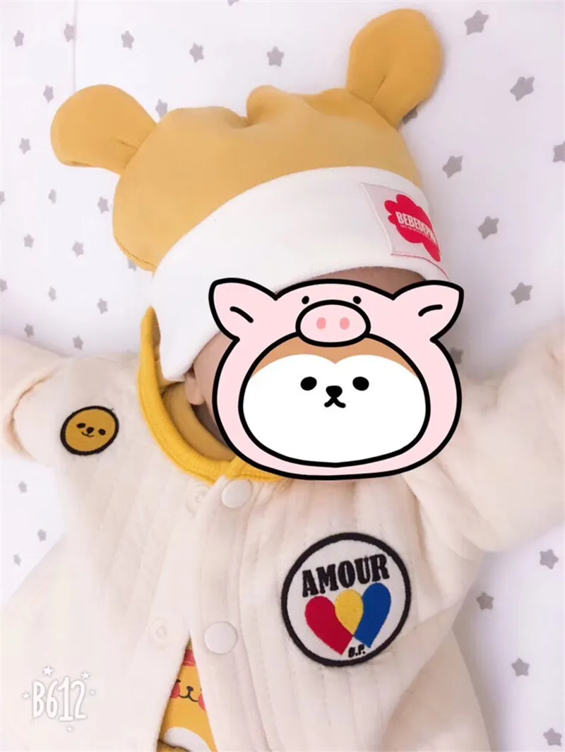 Корейский детский брендовый комбинезон с шапочкой; сезон осень-зима; Bebe De Pi*; Детский комбинезон для мальчиков и девочек; модные комплекты для новорожденных