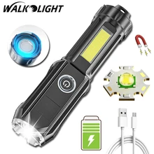 

Portable LED Flashlight Strong Light USB Rechargeable Zoom Highlight Tactical Flashlight Outdoor Lighting 4 Modes LED Flashlight