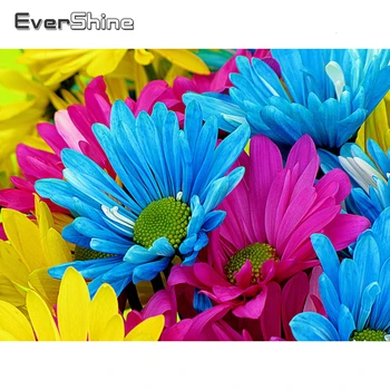 

EverShine Flowers Paint With Diamonds Full square Rhinestones Cross stitch Diamond Embroidery Full mosaic Bead Picture kit