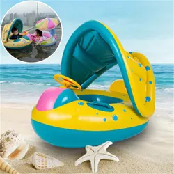 Anneau gonflable sécurisé pour bébé, flotteur pour enfants, accessoires de piscine, roues gonflables avec siège pare soleil réglable 