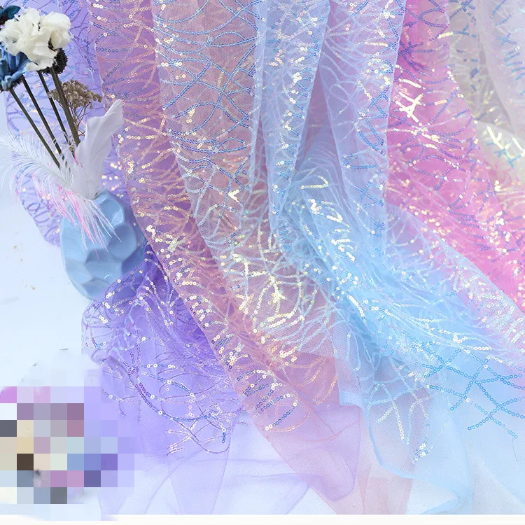3 мм цветные полосы блесток лазерная ткань зашифрованная сетка свадебное украшение съемки фон платье сценический костюм голографическая ткань