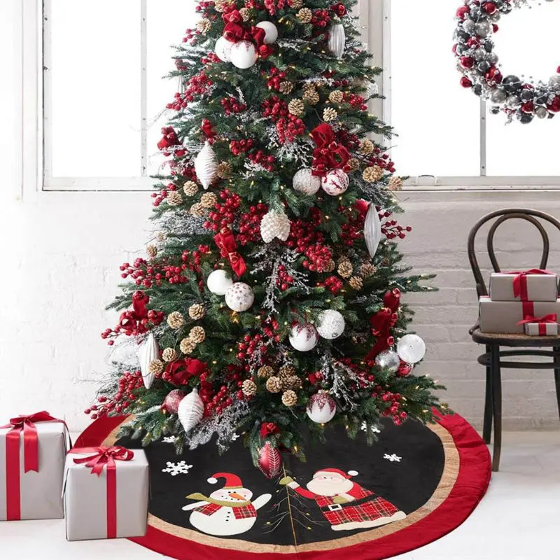 Рождественская елка юбка Декор Санта Клаус Снеговик основа коврик покрытие Merry Xmas украшение сцена макет поставки D08D