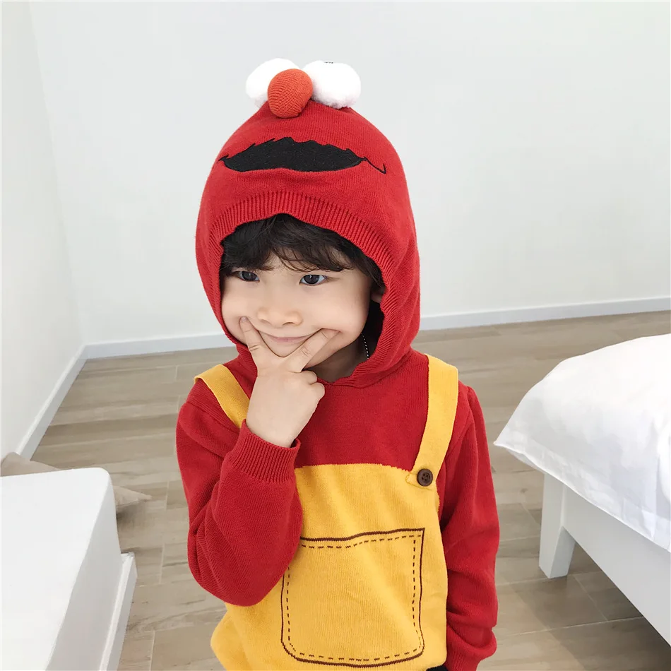 Tonytaobaby/осенне-зимняя одежда новая детская одежда для мальчиков и девочек милый свитер с капюшоном и рисунком детские свитера
