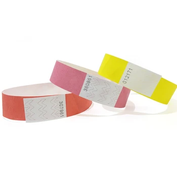

100 Pieces Solid NEW Color 3/4 inch Tyvek Wristbands with Series Numbers Tyvek Paper ID Wristbands for Party Events