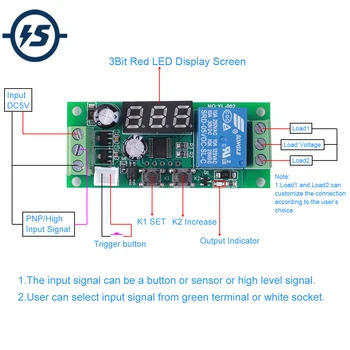 

DC 5V Button Control Switch High Level Signal Trigger Countdown Timer Relay Switch Module LED Display