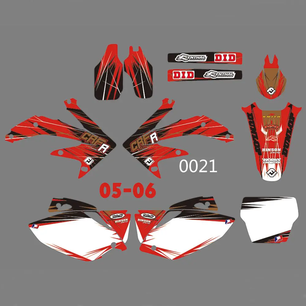 

New Full Graphics Decals Stickers Custom Number Name Glossy Bright Stickers Waterproof for HONDA CRF450R CRF450 2005-2006