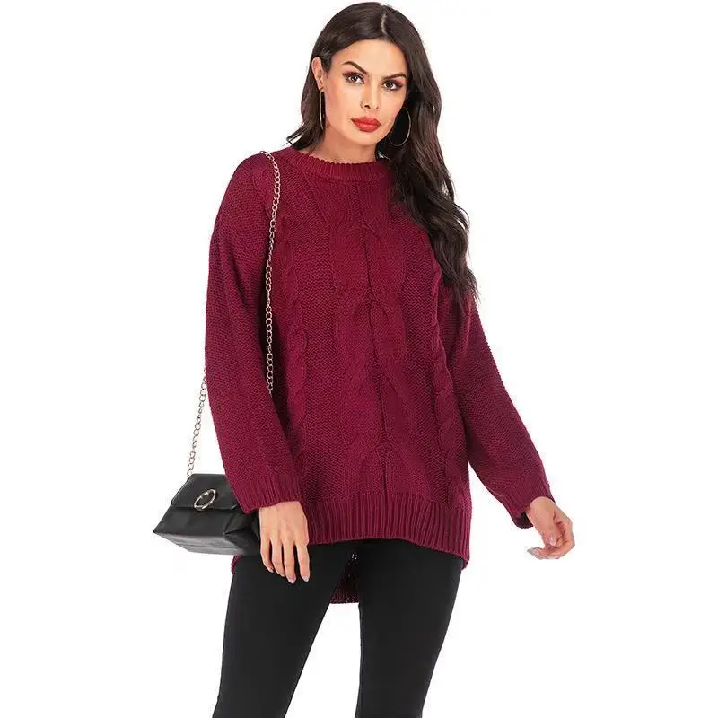 

Autumn Winter Loose Turn-down Collar Knitted Sweater Women Pullover Batwing Sleeves Lazy Wind Thick Knitted Pullover Female