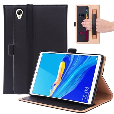 Роскошный чехол-книжка с откидной крышкой для huawei Mediapad M6 8,4 VRD-W09 VRD-AL00 планшет с ремешком на руку слоты для карт+ Бесплатный подарок - Цвет: Черный