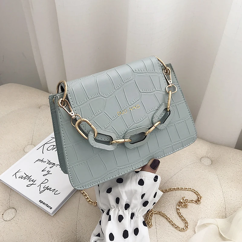

Women's Bag 2019 New Style Senior Alligator-like Wrapped Bag with One Shoulder and Slanting Square Bag ladies hand bags