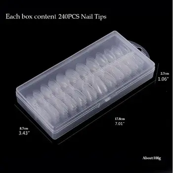 

2020 New 1 Box/ 240pcs Tips Transparent Half Cover Fake False Artificial French Nail Art