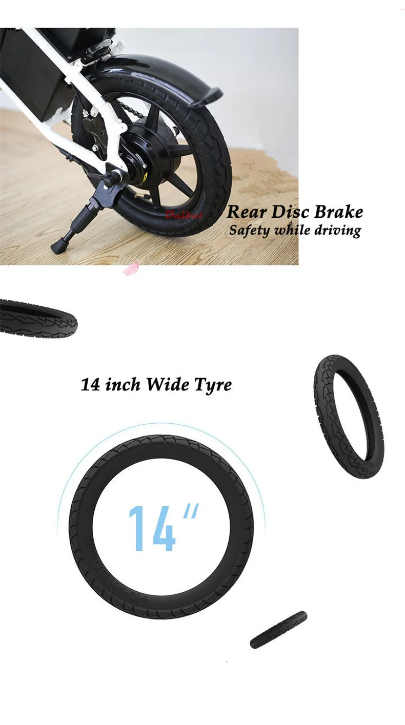 Daibot Portable Electric Bike Two Wheel Electric Scooters Three Cycling ModesSuspension 48V Folding Electric Bicycle For Adult (11)