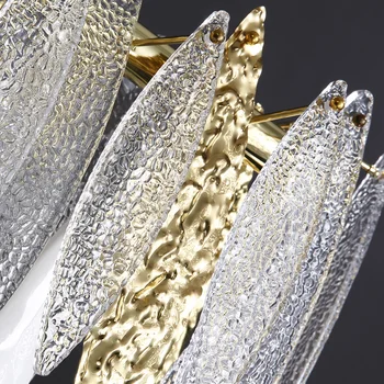 Modern Gold Crystal Leaf Design Rectangle Lighting Fixtures 5