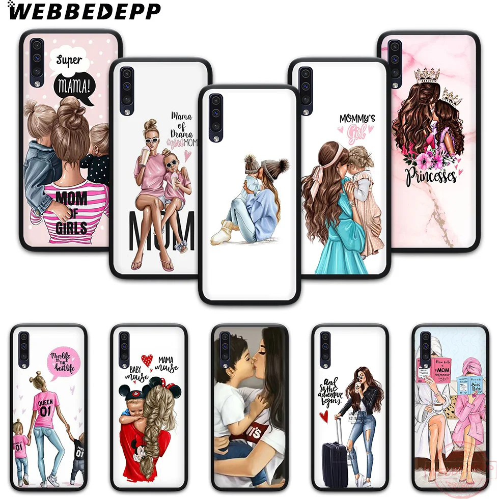 WEBBEDEPP Mom and daughter drawing Soft Phone Case for Samsung A10S A6 7 8 9 A10 20 A40 A50 A60 A70S M10 M20 30 |