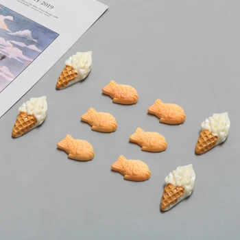

DIY Handmade Jewelry Ear Nail Ring Accessories Material for Mini Simulated Food and Play Pomfret Cookie Ice Cream Patch