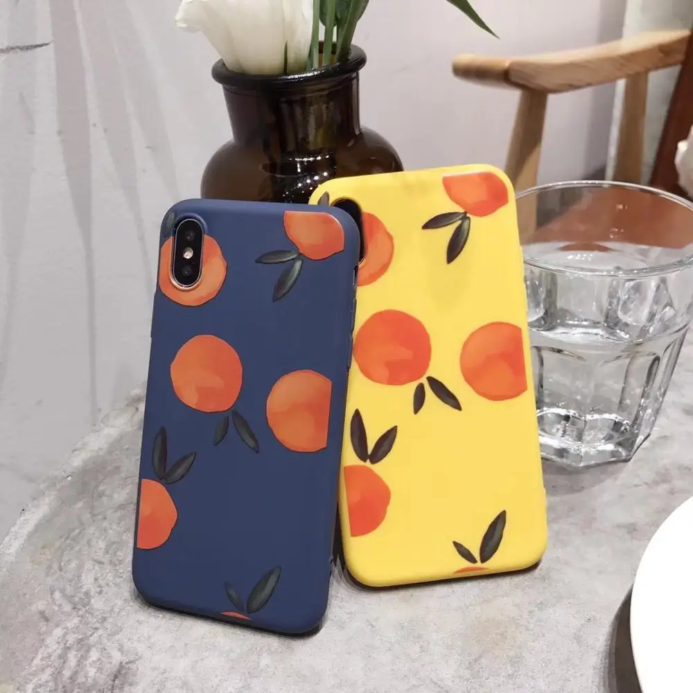 

Cute Cartoon Orange Case For iPhone 7 8 Soft TPU Phone Cover For iPhone XR XS Max Ultra-Thin Pink Back Cover For iPhone6 6s Plus