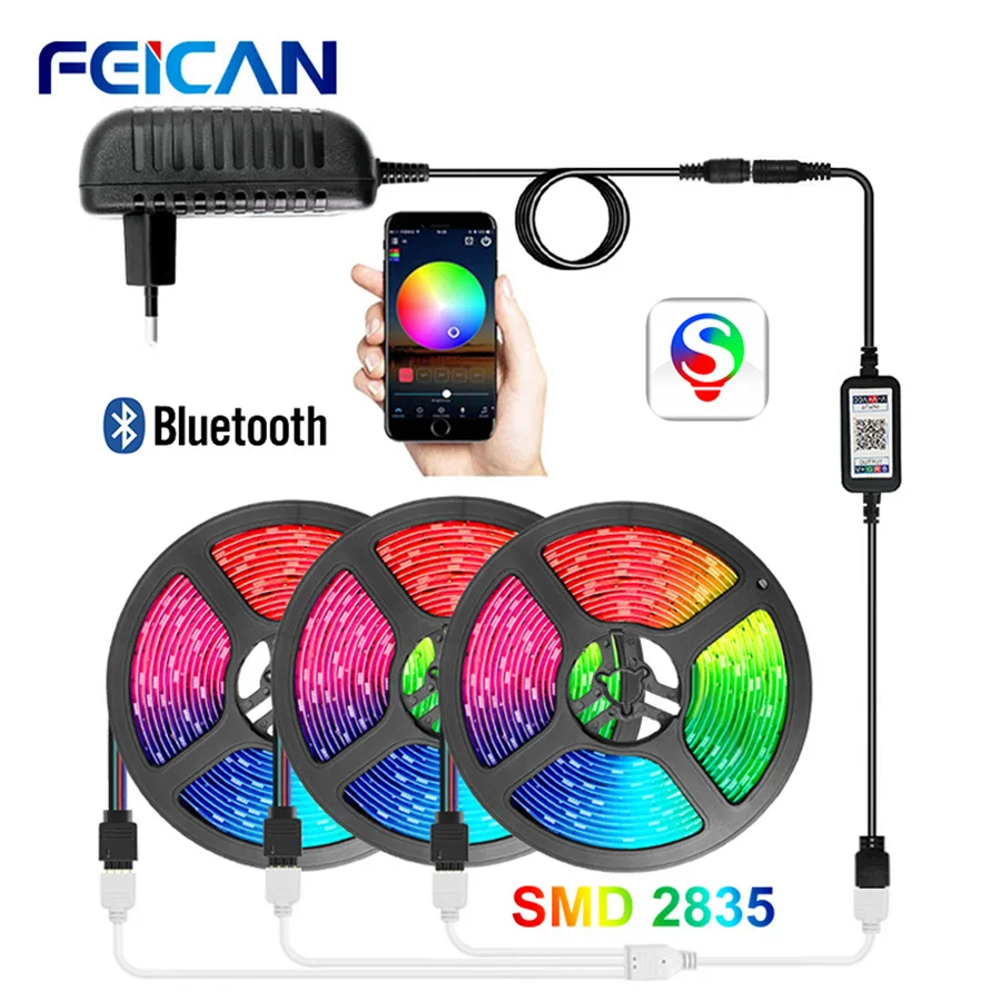 

LED Light Strips 15M 2835 Bluetooth RGB LED Strip Music Sync Waterproof 12V Ambilight Luces LED Light APP Control Neon Ribbon