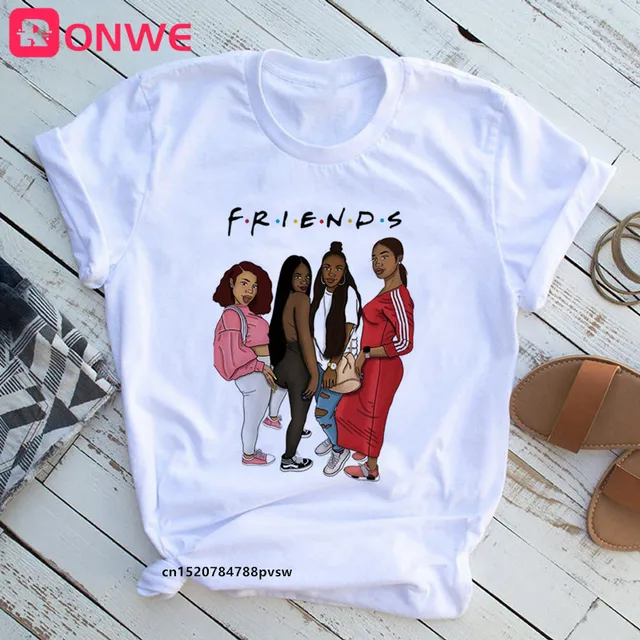 Women Beautiful African White Funny Print T shirt Girl Black Queen Lip Harajuku 90s Clothes Drop