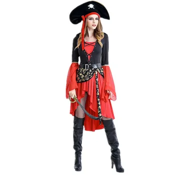 

New Fashion Brand Women Cosplay Costumes Role Play Pirate Clothing Set Game Uniform Suit Halloween Dresses Plus Size