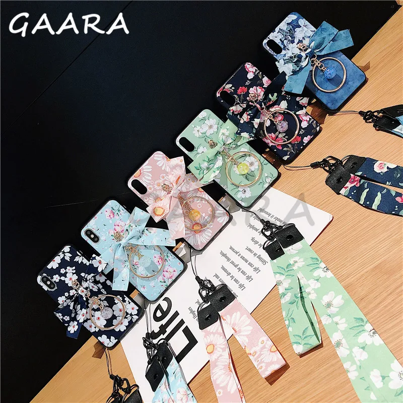 

Lanyard Floral Silicone Case For Huawei Mate 10 20 P20 P30 Pro Lite 2018 2019 Bow Cover Nova 2i 3 4 5 5i funda Honor 20 Pro etui