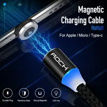 Магнитный кабель ROCK, Micro usb type-C кабель для iPhone 11, samsung, Xiaomi, huawei, быстрая зарядка, магнитное зарядное устройство, USB C кабели, 1 м, 2 м