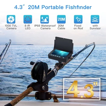 

20M Underwater Camera HD 1000TVL 8Pcs LEDs Fish Finder 4.3 Inch LCD Monitor Fishing Video Camera Kit for Ice Lake Sea Finshing E