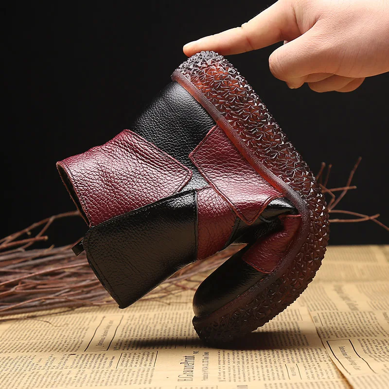 

2019 New Style Autumn And Winter Retro Soft-Sole Martin Boots Warm Genuine Leather Entirely Handmade round-Toe WOMEN'S Shoes Nat
