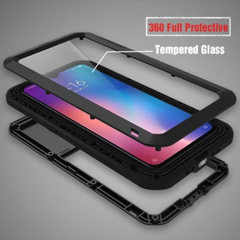 

Luxury Full Body Protective Case For Xiaomi Mi 9 MI9 Metal Armor +Gorilla Glass Rugged Shock Shockproof Cover Xiaomi Mi9 Cases