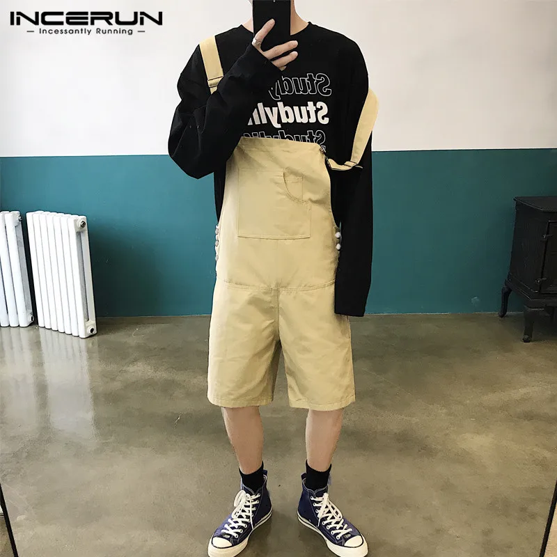 INCERUN Fashion Men Rompers Summer Joggers Pockets Jumpsuit Loose Solid Korean Shorts 2020 Streetwear Mens Bib Overalls Playsuit INCERUN Fashion Men Rompers Summer Joggers Pockets Jumpsuit Loose Solid Korean Shorts 2020 Streetwear Mens Bib Overalls Playsuit