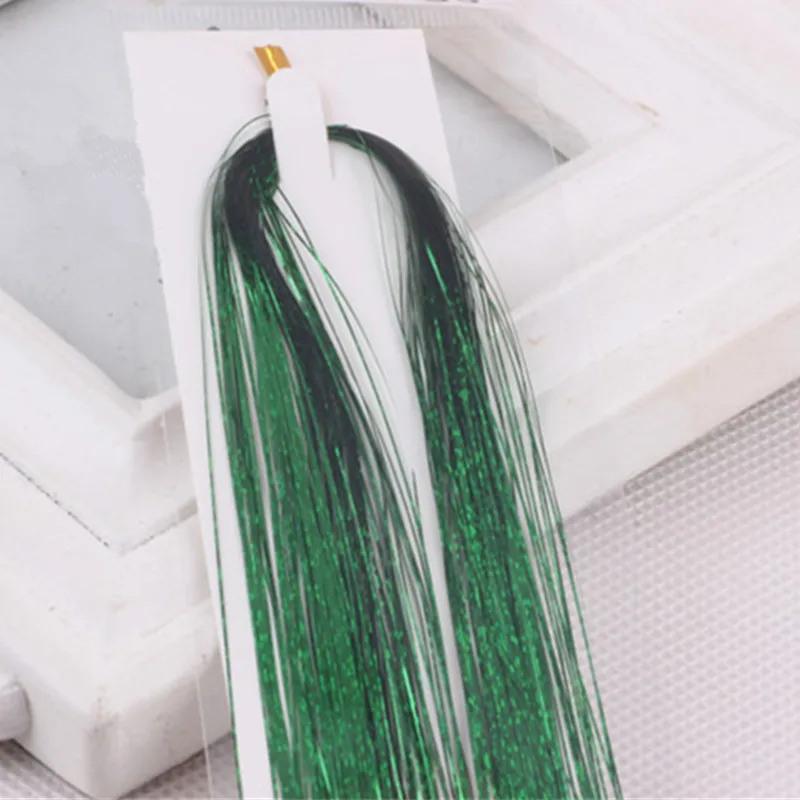100 шт абсолютно новые пряди Блестки для волос блестящие голографические Блестки для наращивания яркие вечерние цвета в случайном порядке - Цвет: Зеленый