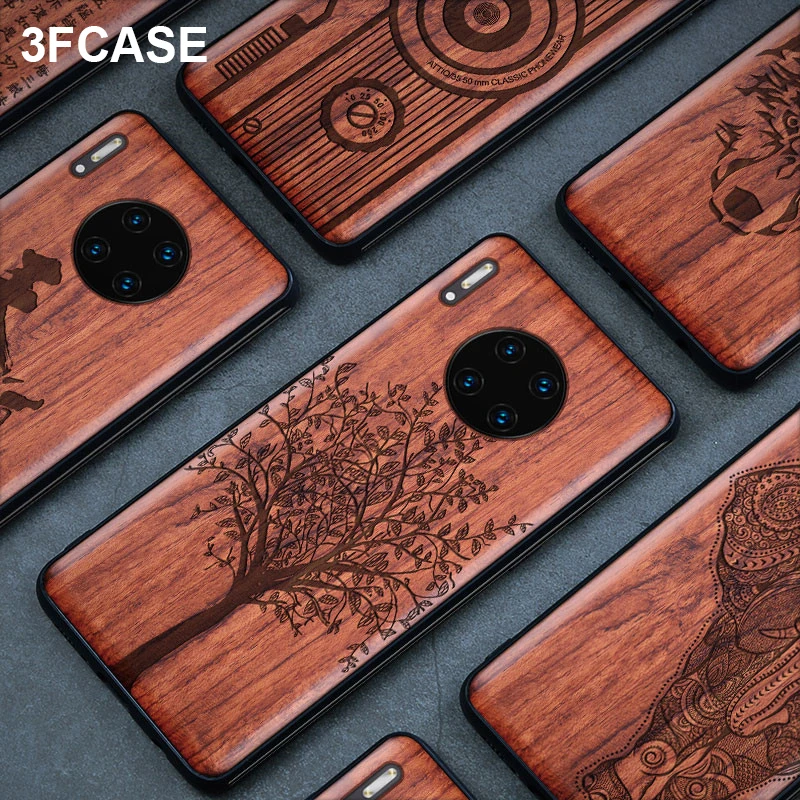 

High End Mate 30 Case For Huawei Mate 30 Pro Case Luxury Wood Back Cover Shockproof TPU Coque For Huawei Mate 30 Pro Funda Capas