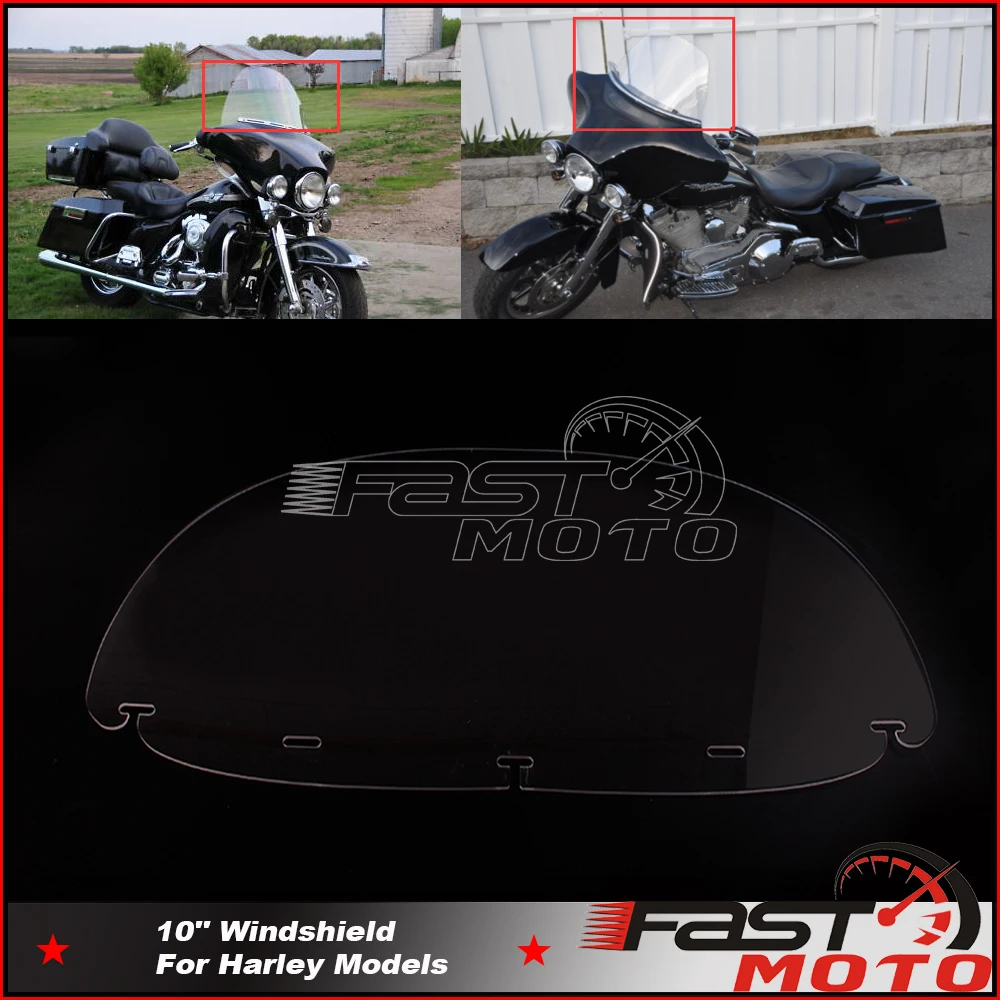 10 "Air Spoiler Wind Screen Batwing Carenatura Parabrezza Universale Per Harley Yamaha Sportster Street Bob Dyna Road King Touring