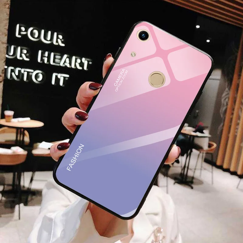 GLSZZZ107 Градиентный чехол из закаленного стекла для Honor 8A 8 A 8a защитный чехол для телефона huawei Honor 8A задняя крышка Fundas - Цвет: GLSZZZ107