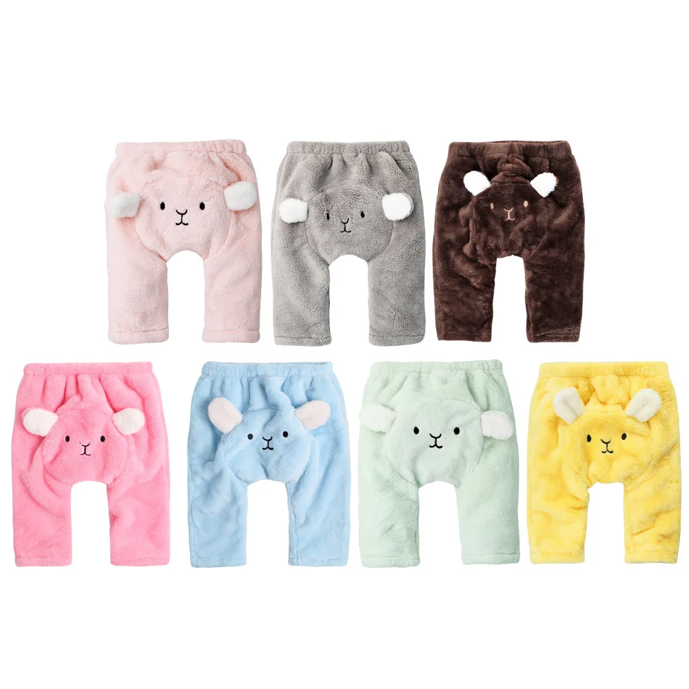 Spring Autumn Winter Shu Velveteen Bear Modeling Harem Pants Men And Women Baby Warm-keeping Pants Infants Pants 70116