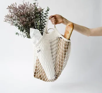 

Mesh shopping bag Shopper Tote Net String Cotton Reusable Foldable Fruit Storage Handbag Women Shopping Mesh Grocery Tote Bag
